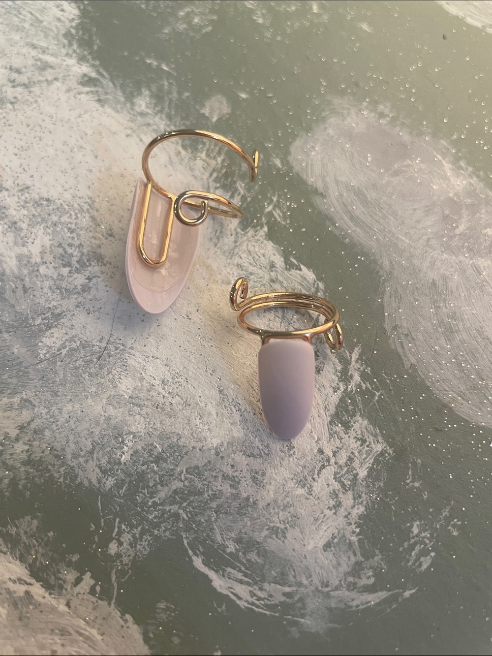Rose Gold Wudu Ring Full Set (10) with Matte Pastel Lavender Stick on Nails